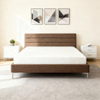 Twin Memory Foam Mattress - Green Tea shown on a modern brown bed frame with white nightstands, offering stylish comfort and support.