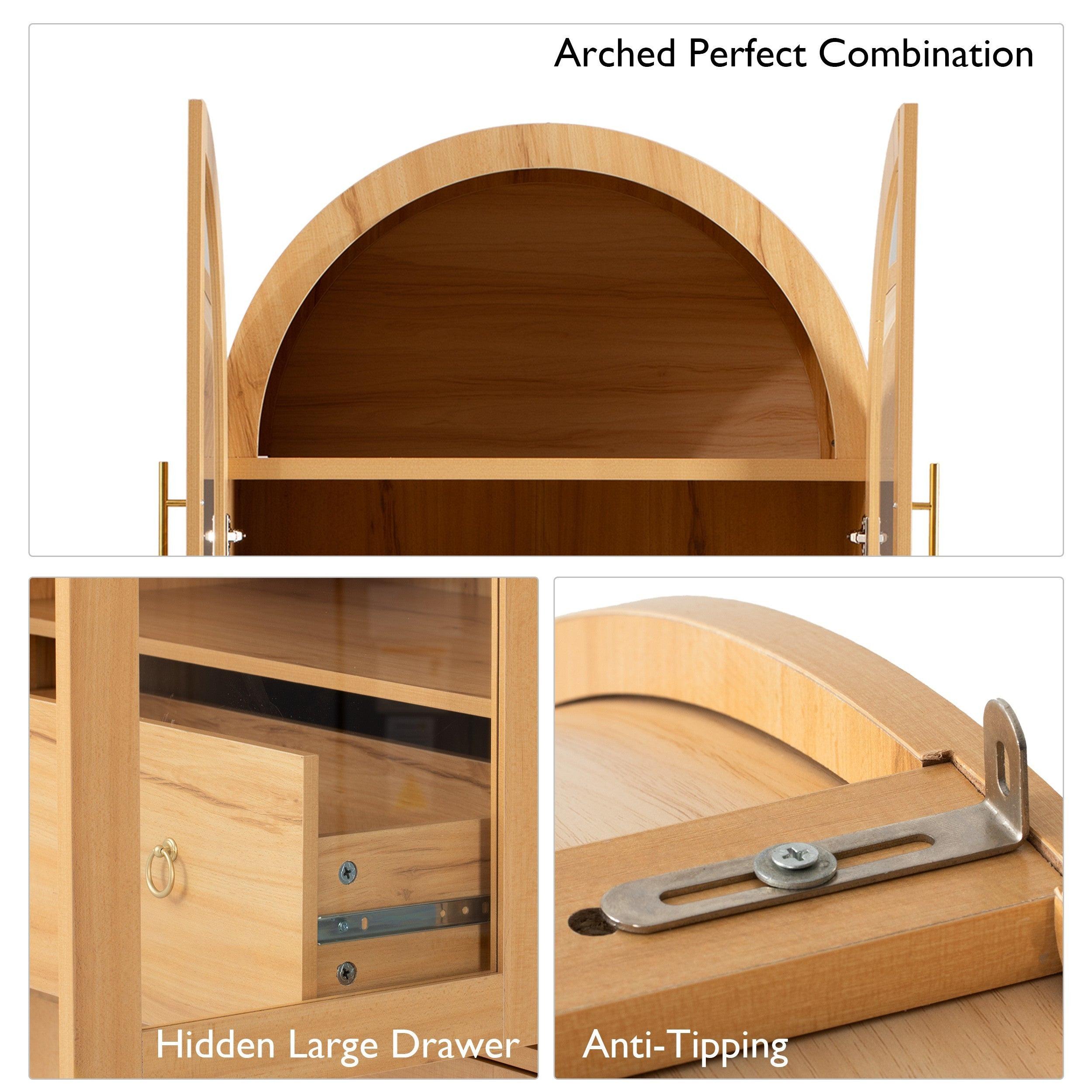 K&K Arched Kitchen Pantry Cabinet for Storage & Organization.