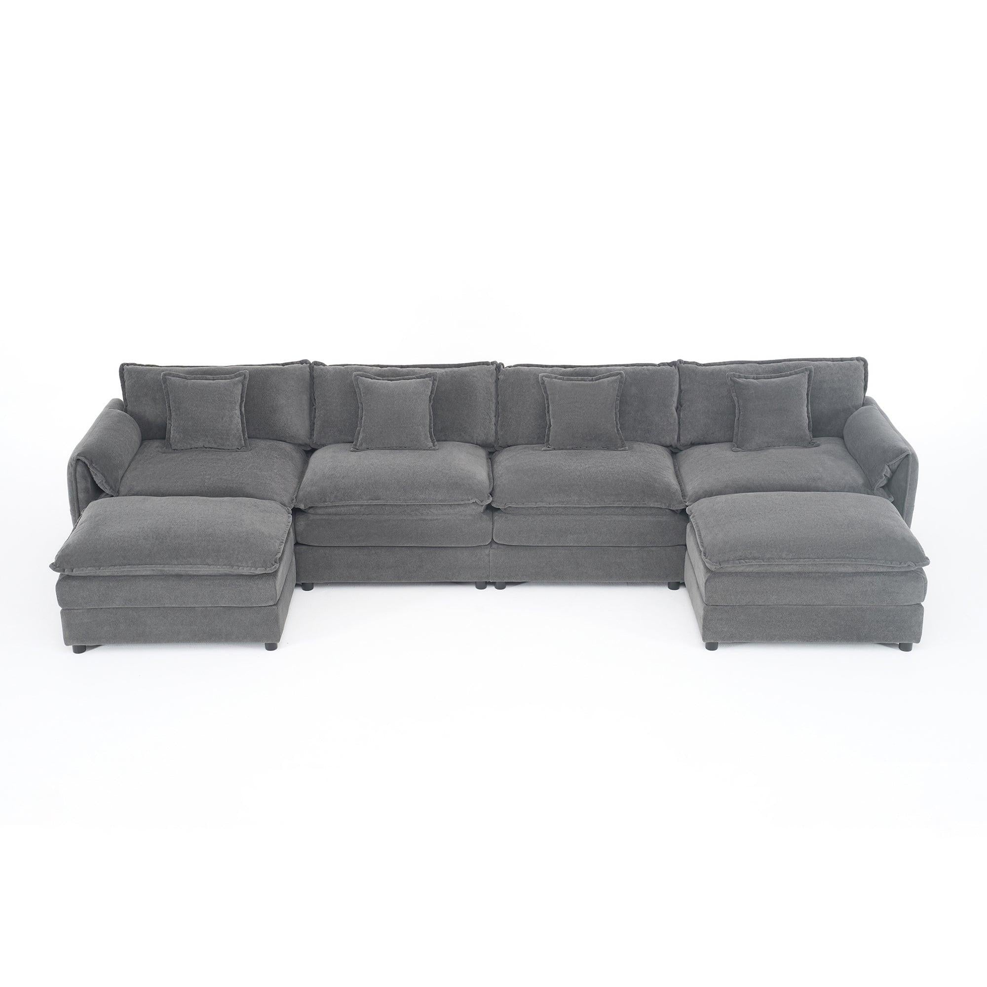 Modular Sectional Sofa Grey - Comfy 4-Seater Couch Set.