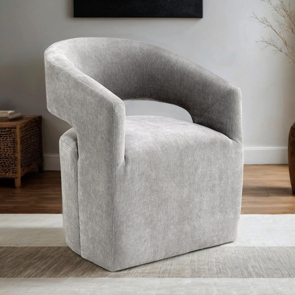 Contemporary Gray Arm Chair with Casters.