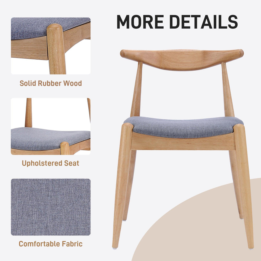 2 Vintage Rubberwood Dining Chairs with Ergonomic Backrest.