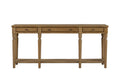 72-Inch Almond Console Table with Drawers and Open Storage Shelf