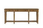 72-Inch Almond Console Table with Drawers and Open Storage Shelf