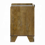Brown Nightstand LED & USB - Transitional Style side profile highlighting wood grain finish and sturdy construction.