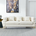 81-Inch Ivory Teddy Fabric 3-Seater Sectional Sofa