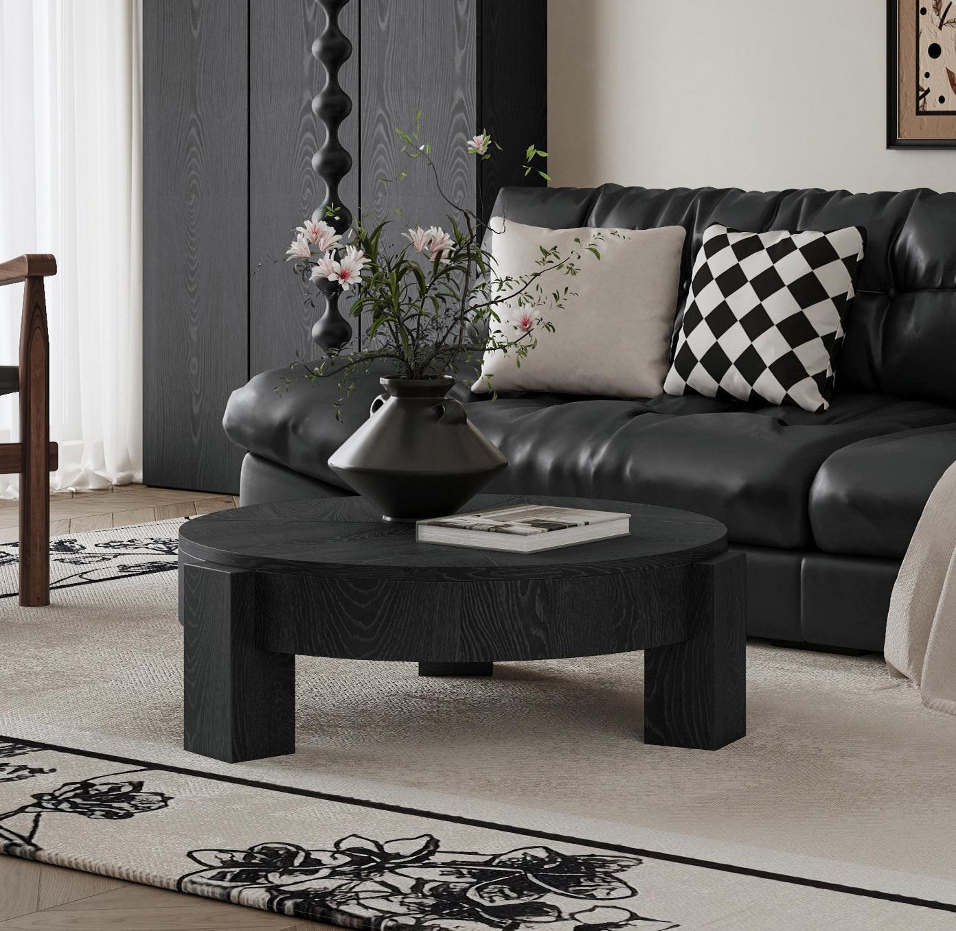 Round Coffee Table with Hidden Storage for Small Spaces.
