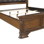 Elegant Queen Bed with Upholstered Headboard.