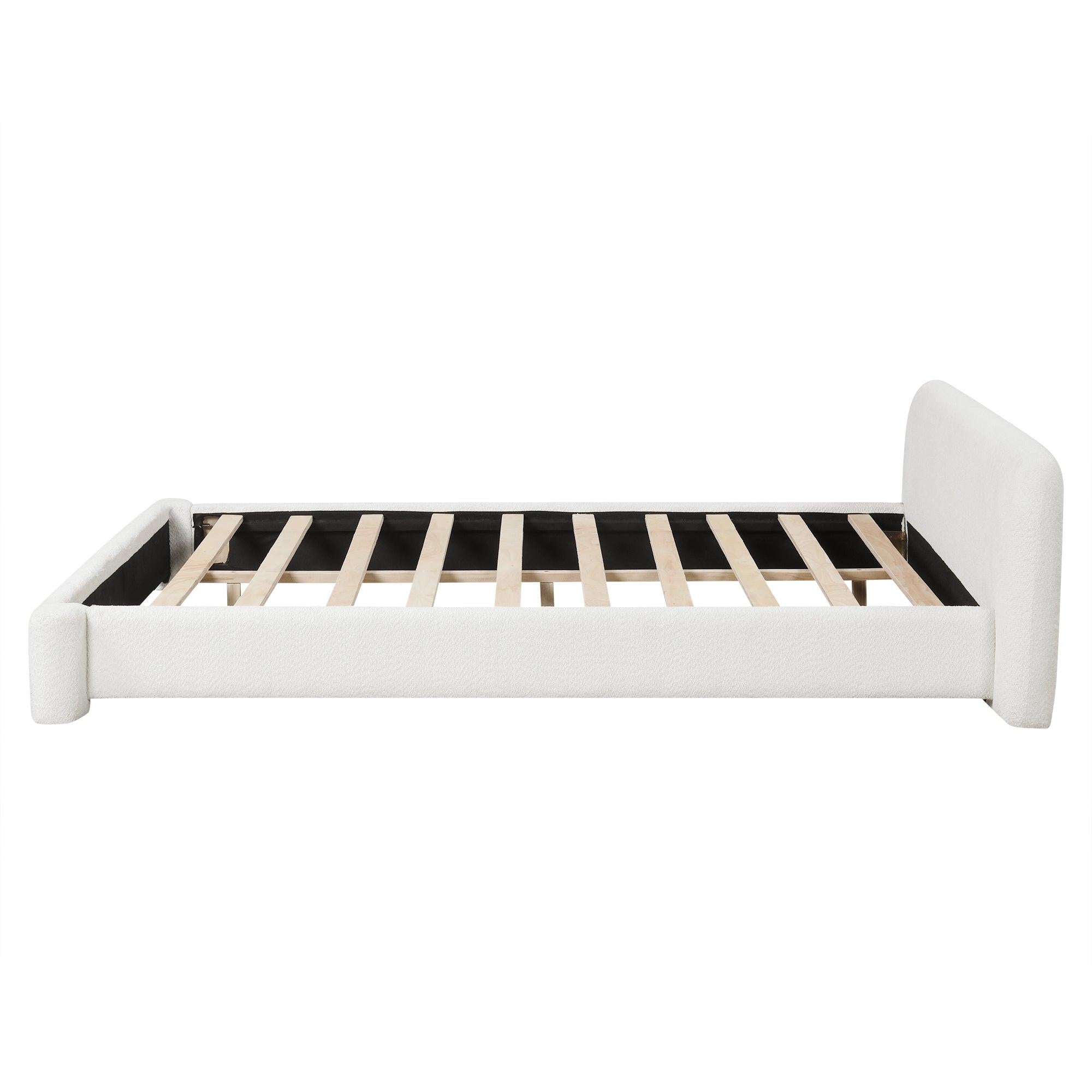 Cozy Boucle Upholstered Bed for King Size Bedrooms.