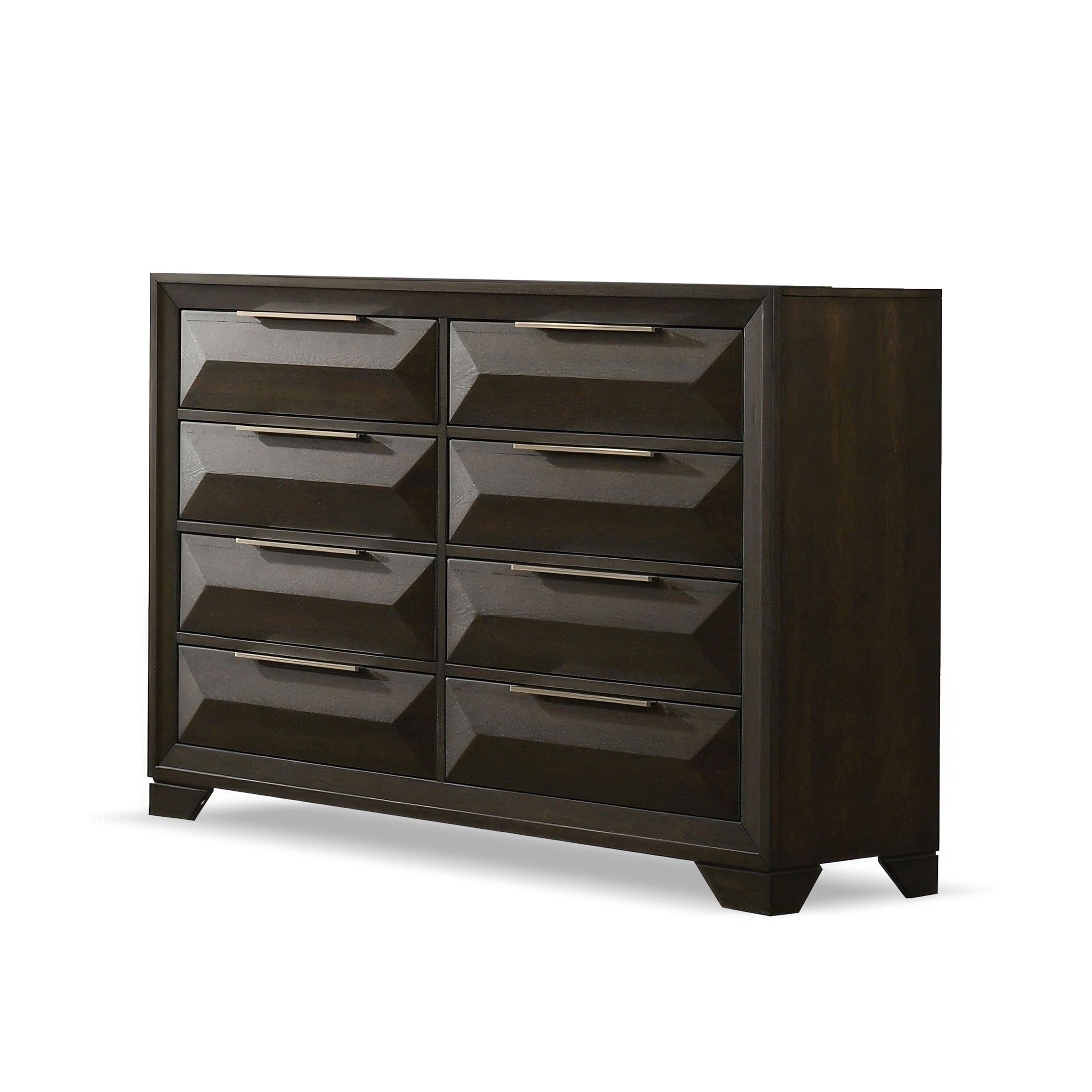 Transitional 8-Drawer Dresser in Espresso for Bedroom Storage.