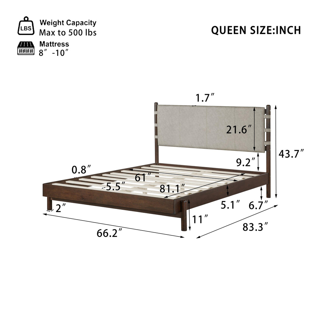 Queen Rubber Wood Bed Frame with Headboard.