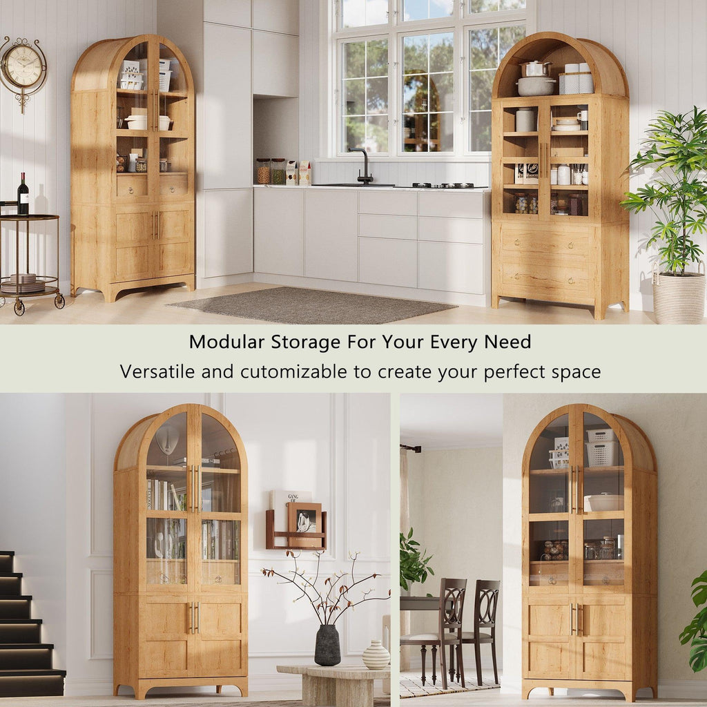 K&K Arched Kitchen Pantry Cabinet for Storage & Organization.