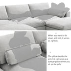 Chenille Modular Sofa - U-Shaped Couch with Storage includes multifunctional pillows for lumbar support or use as headrests when lying down.