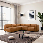 Findlay Mid Century Modern Vegan Leather Sectional Sofa.