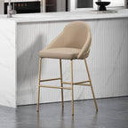 Gracie Tan and Gold Leatherette Barstool with Steel Legs.