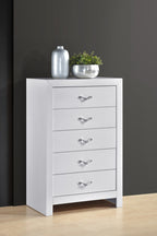Moreland 5-Drawer White Wood Chest with Crystal-Style Handles