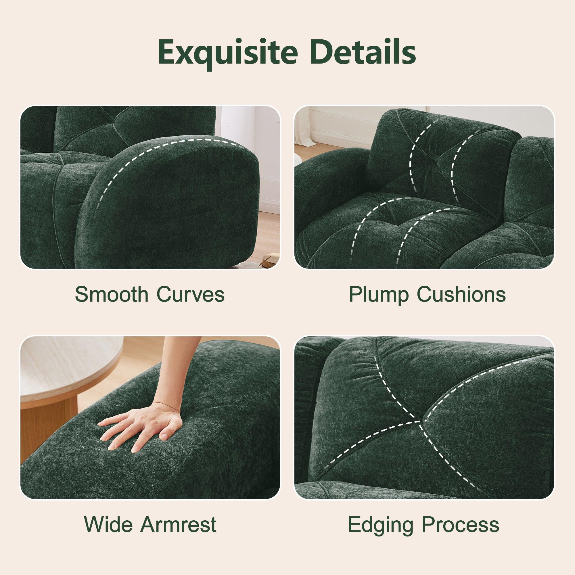 Modern Green Sofa Set for Living Room - 2 Piece Couch.