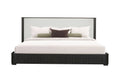 Clayten Beige Linen Queen Bed with Espresso Wood Frame