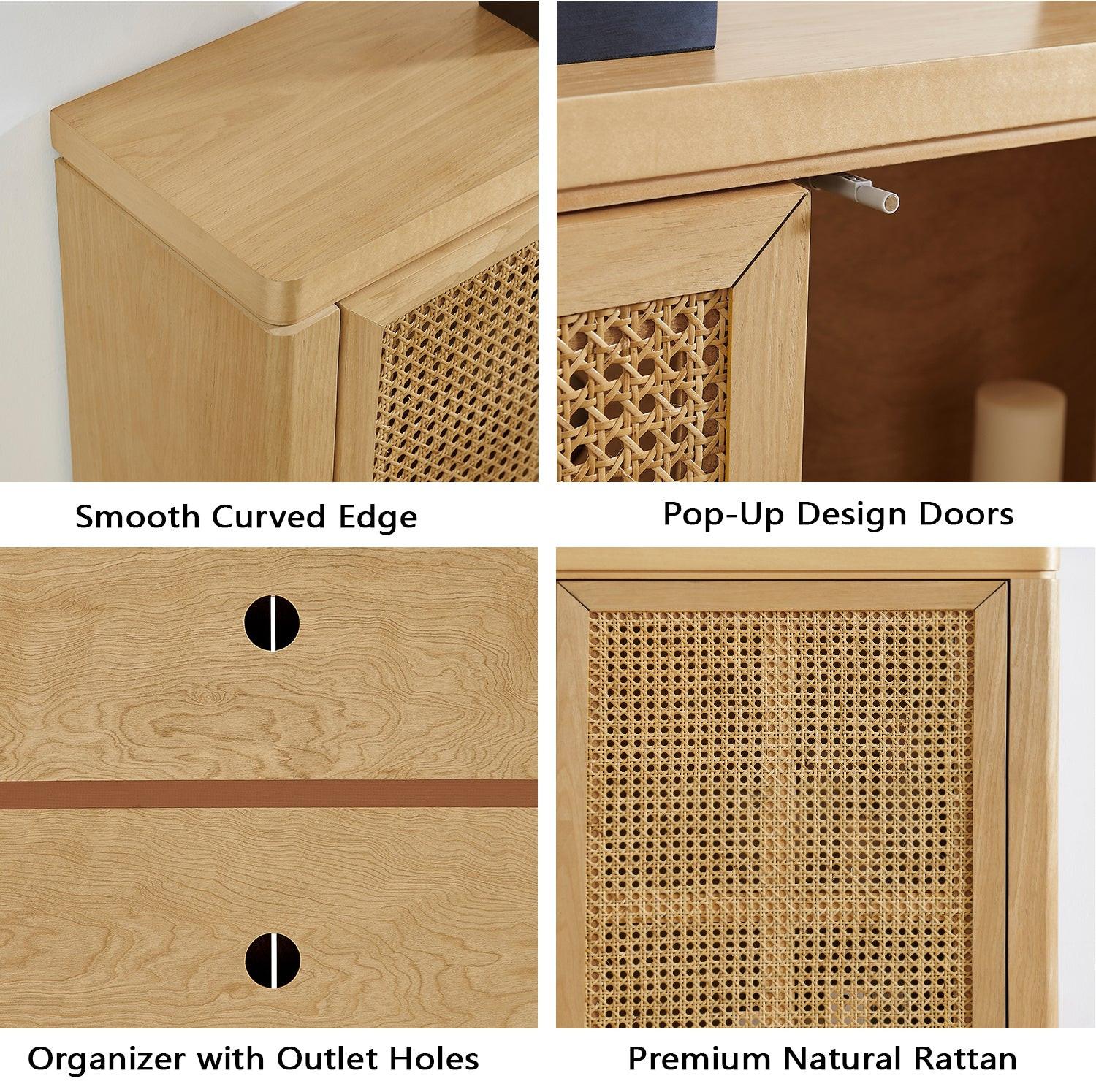 39.4' Rattan Sideboard Buffet Cabinet for Modern Storage.