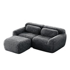 Dark grey L-Shaped Modular Plush Sectional Sofa with chaise, featuring soft ergonomic design and anti-slip base for modern interiors.