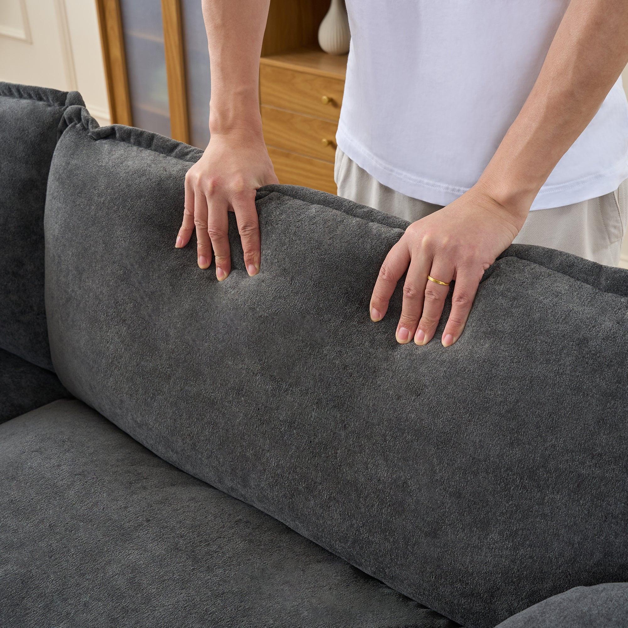 Modular Sectional Sofa - Grey Chenille Couch Set.