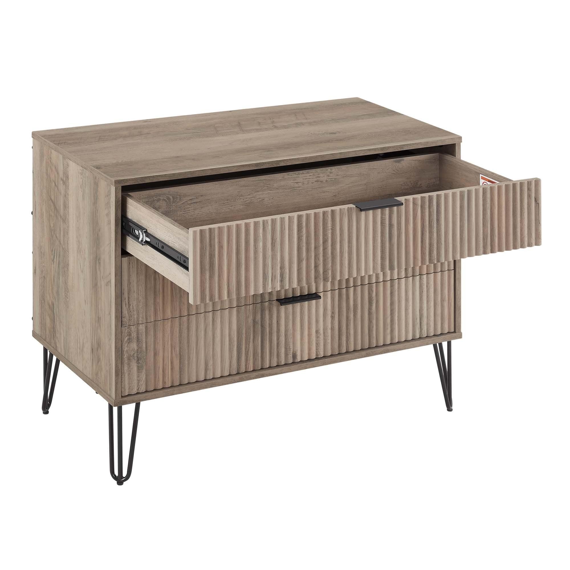 Dumbo 35' Fluted Dresser in Rustic Gray (3-Drawer).