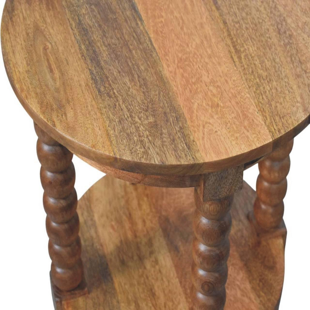 Wooden Barley Twist Round Side Table.
