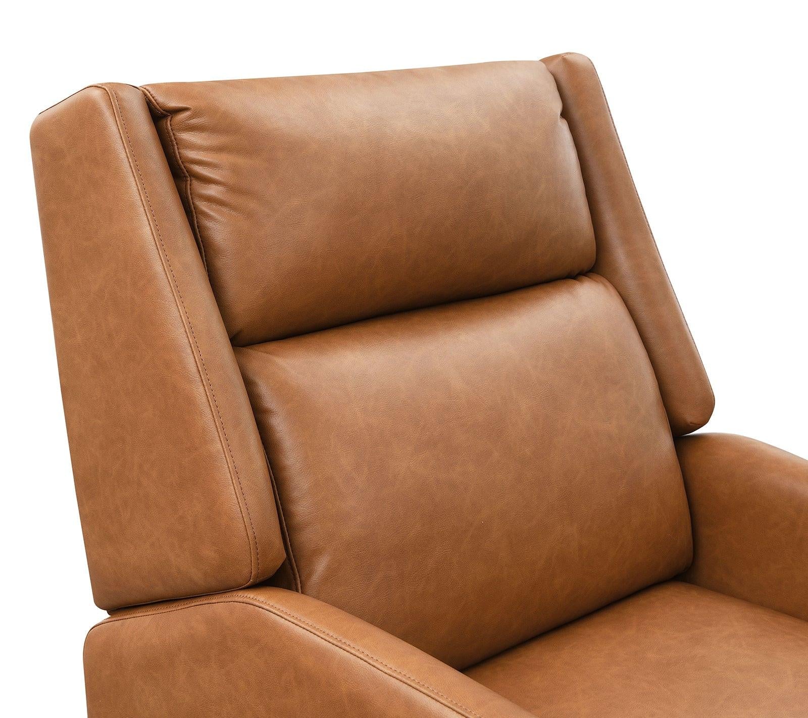 Mid-Century Modern Pushback Recliner in Brown Fabric.