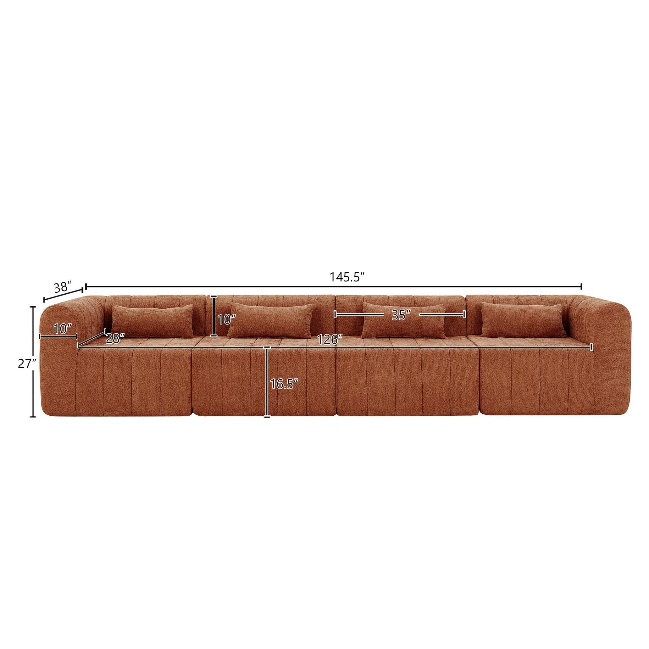 145.5 Inch Modular Sectional Sofa - Versatile Seating Solution.