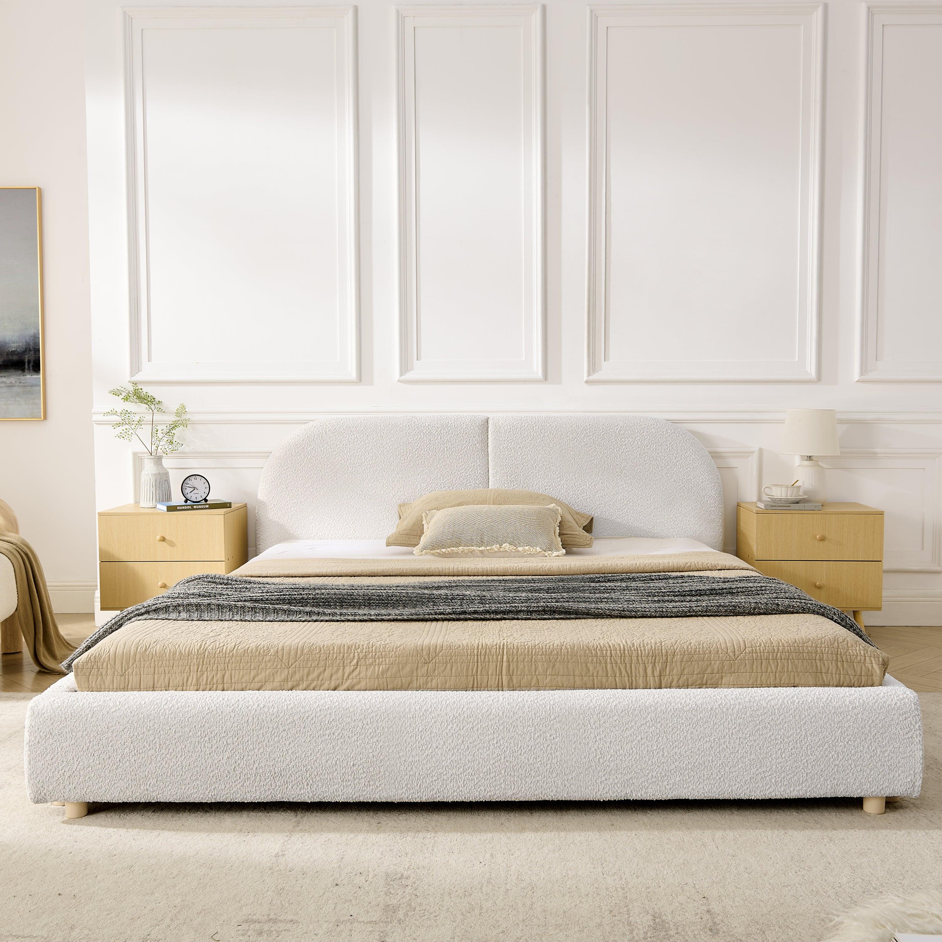 Queen Size Upholstered Bed Frame - Modern Minimalist Design.