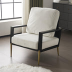 Mid-Century Modern Armchair - White Velvet and Gold Legs.