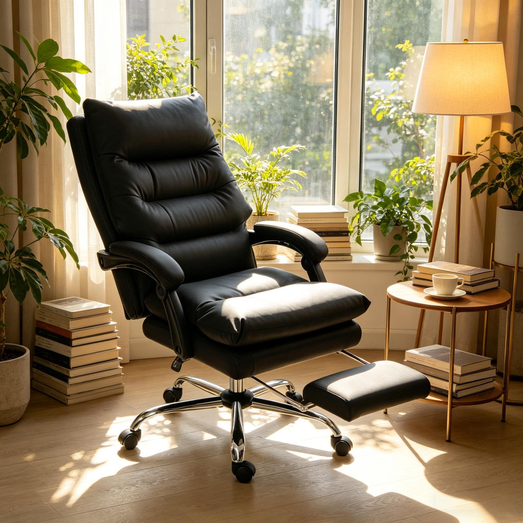 Black Ergonomic Massage Office Chair with Lumbar Heat and Backrest