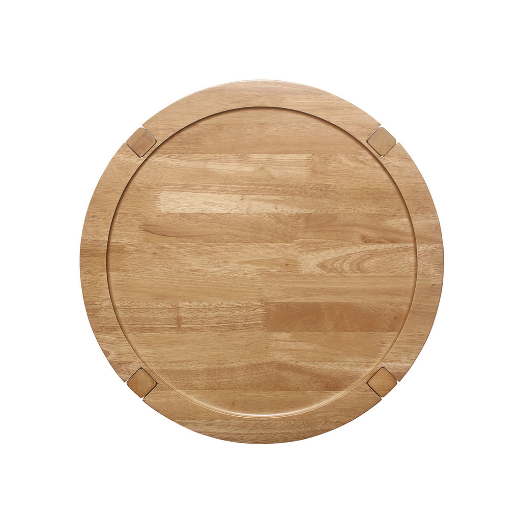 Top-down view of the Maple Brown Round Wooden End Table with Shelf showing its circular tabletop and natural wood grain texture.
