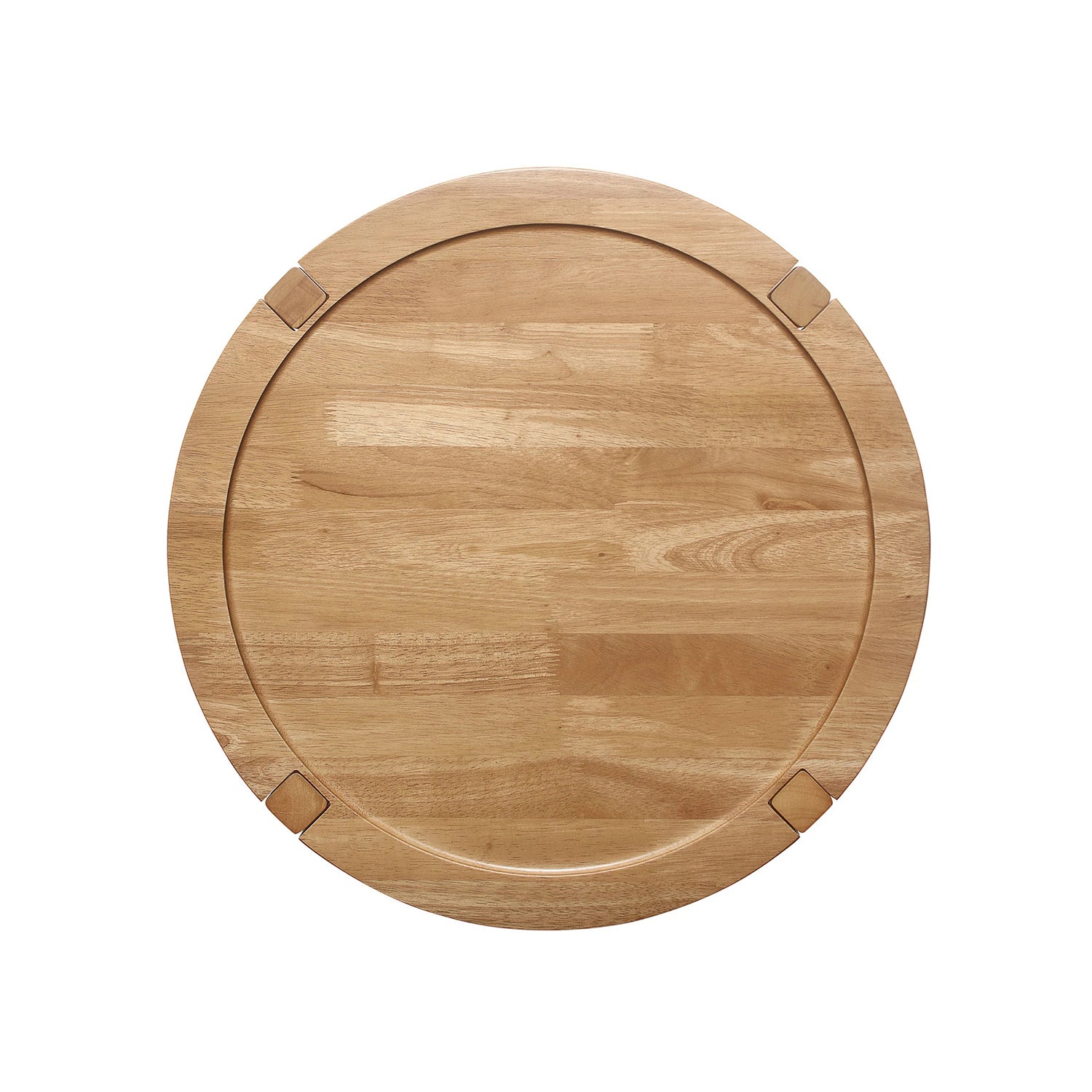 Top-down view of the Maple Brown Round Wooden End Table with Shelf showing its circular tabletop and natural wood grain texture.