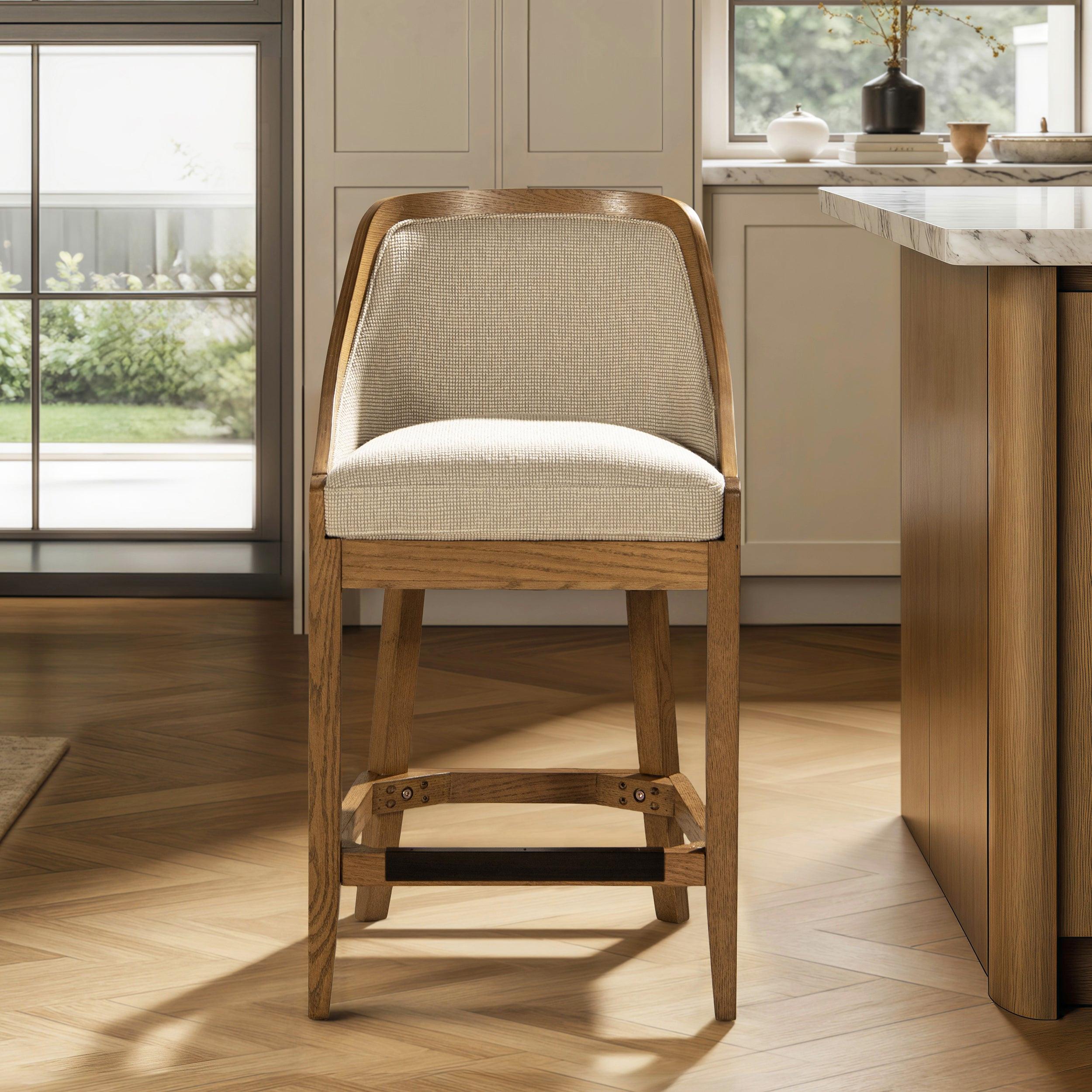 Cane Upholstered Oak Counter Stool - Charleston 27'.