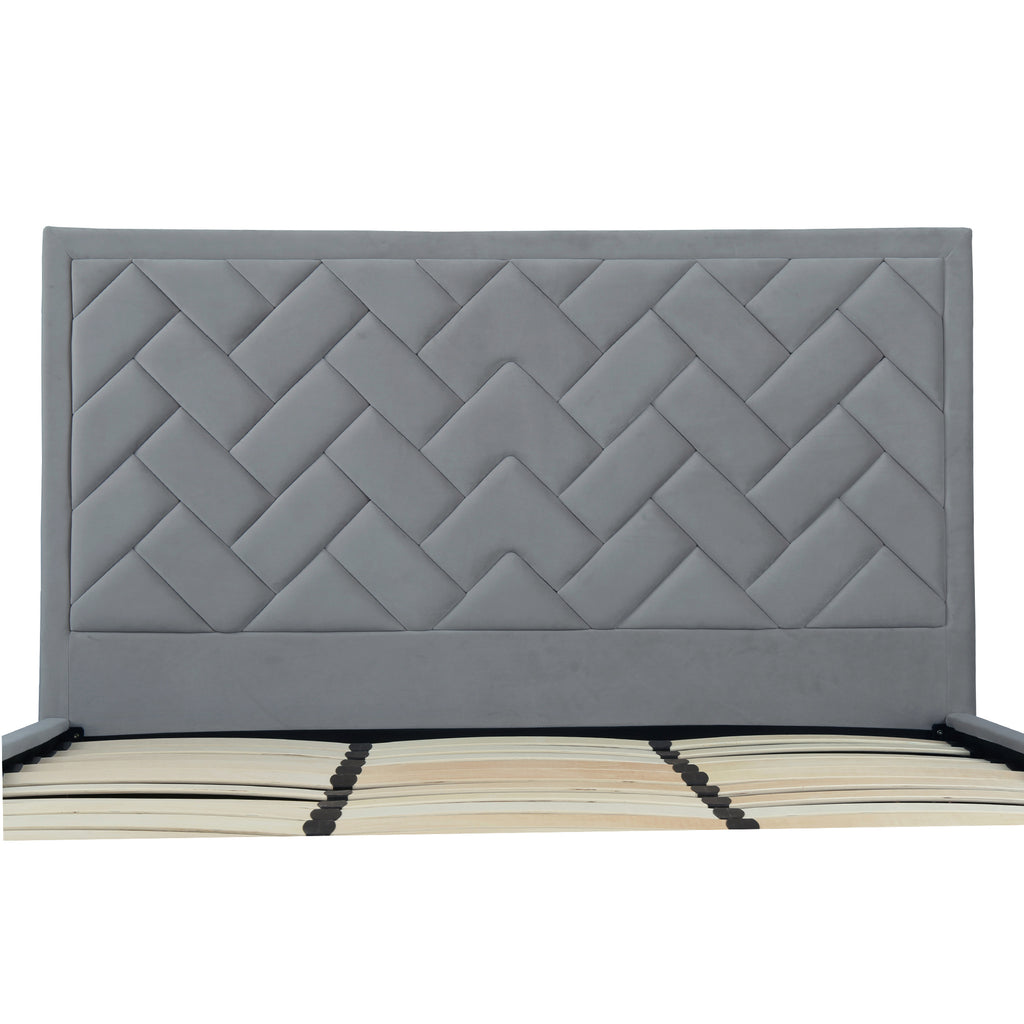 Crosby Upholstered Velvet King Bed in Gray