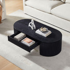 51.18'' Oval Coffee Table with Drawer for Modern Living Room.