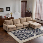 130 in. Oversize Modular Sectional Velvet Sofa with Ottoman.