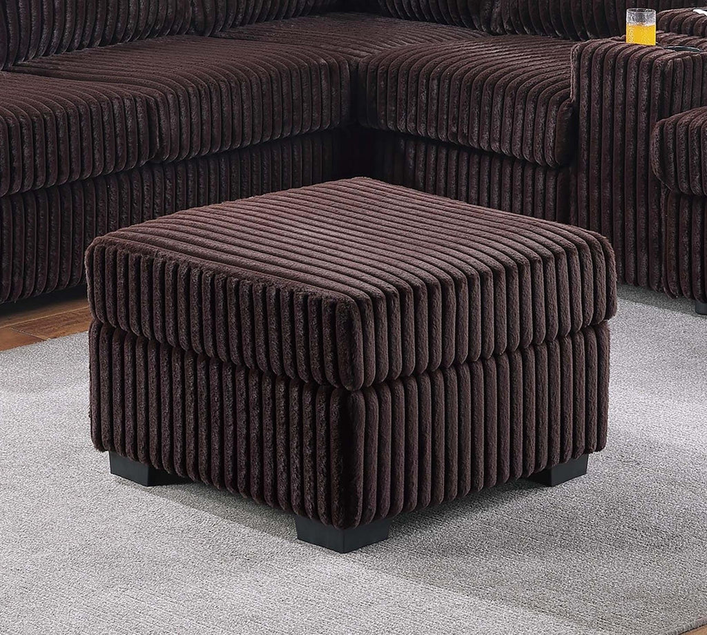 L-Shaped Sectional Set with USB Cup Holders & Ottoman.