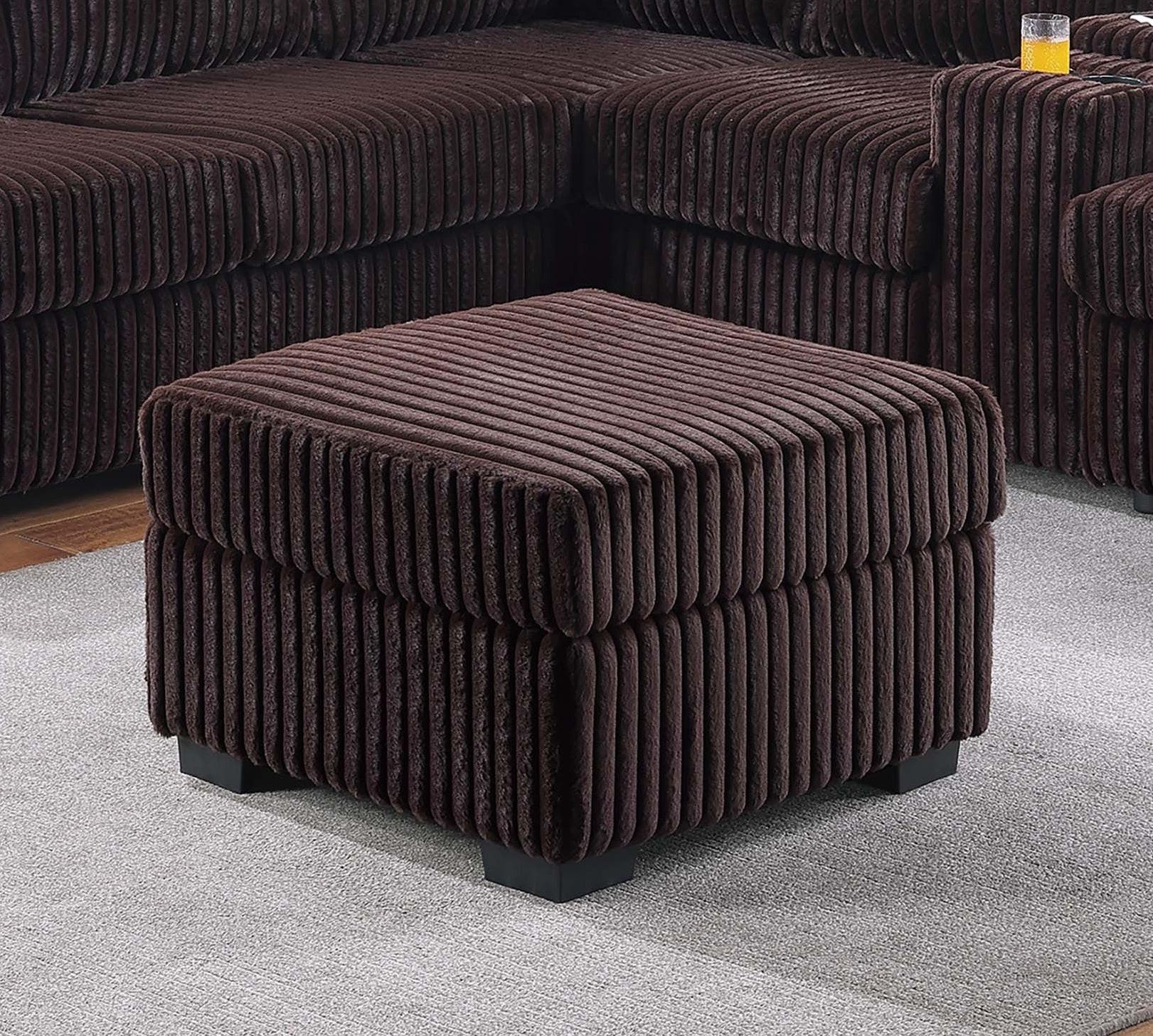 L-Shaped Sectional Set with USB Cup Holders & Ottoman.