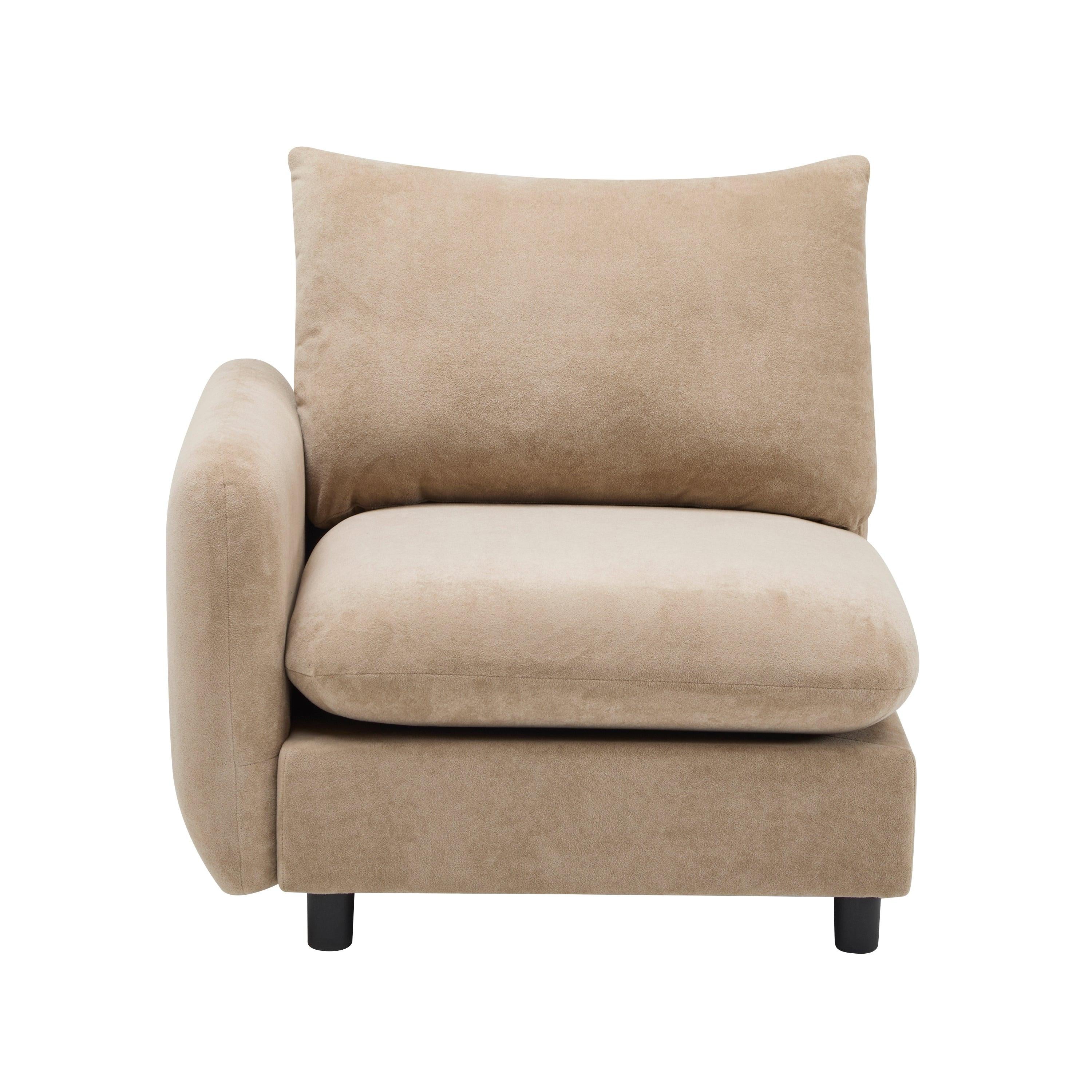 99 in. 4-Piece Modular Velvet Sectional Sofa with Ottoman.