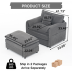 Chenille Recliner Chair with Movable Ottoman for Comfort.