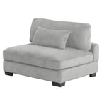 Gray armless chair from Bentley Modular Sectional Sofa, featuring modern corduroy upholstery and wide seat with lumbar pillow.