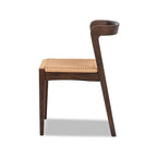 Capri Woven Seat Oak Wood Dining Chair Dark Brown Red Oak.