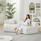 Chenille Curved Sectional Sofa with 2 Pillows.
