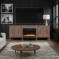 Tranquility 78-Inch Walnut Fireplace TV Stand for Large TVs