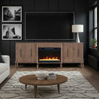 Tranquility 78-Inch Walnut Fireplace TV Stand for Large TVs