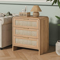Rattan Nightstand with 3 Drawers for Modern Bedrooms.