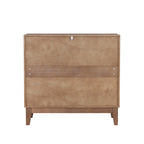 Geometric Sideboard Tangerine Walnut - 31.5" Storage Unit rear view showing plain wood back panel and sturdy construction.