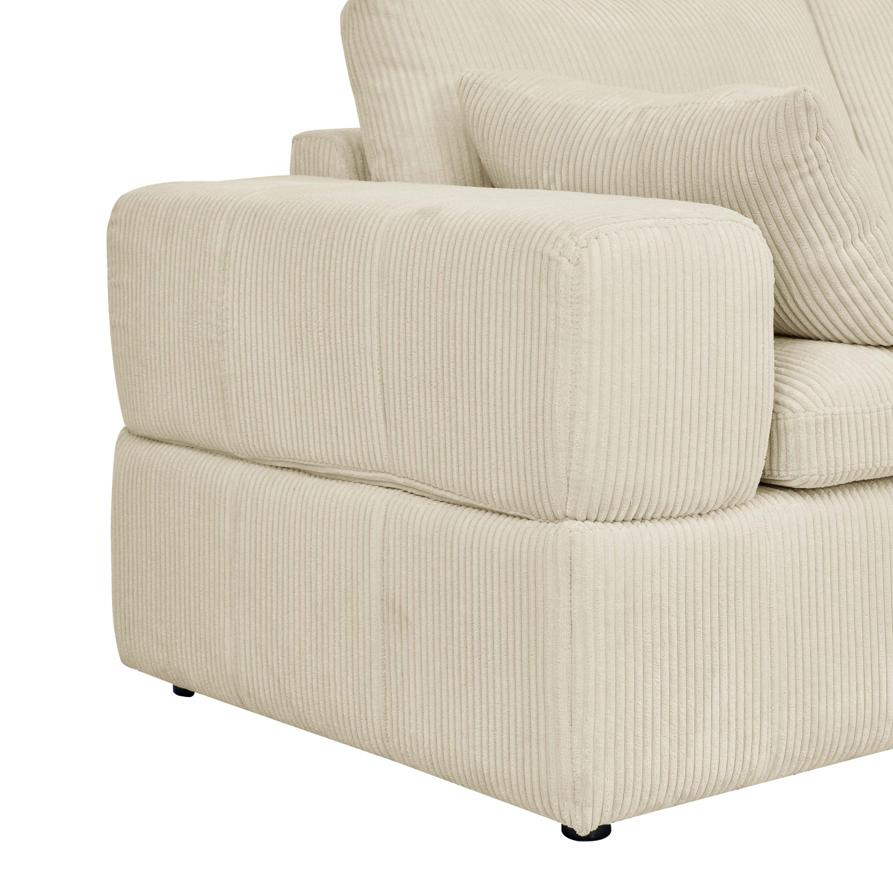 Corduroy Sectional with Ottomans and Large Arms.