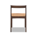 Capri Woven Seat Oak Wood Dining Chair Dark Brown Red Oak.